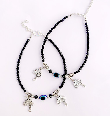 jsv cahira Coconut Tree Evil Eye Anklets for Women Alloy Anklet(Pack of 2)