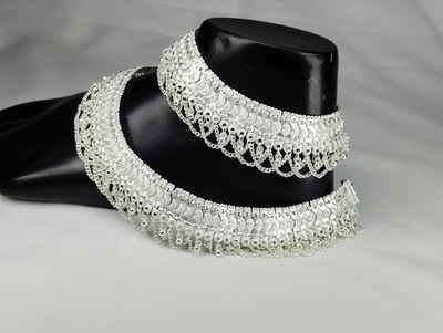 BHAWANA COLLECTION Beautiful Silver Plated Bridal Payal For Women One Pair Alloy Anklet Alloy Anklet(Pack of 2)