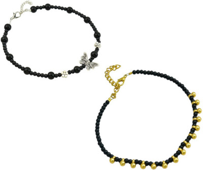 HIGH TRENDZ Combo pack of 2 Single Leg Crystal Alloy Anklet(Pack of 2)