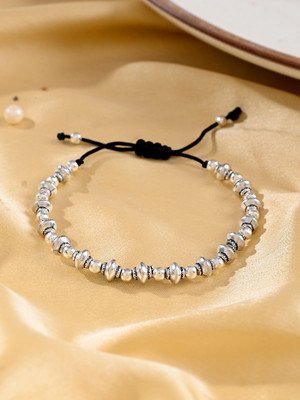 Silvermerc Designs Handcrafted Silver Beaded Adjustable Anklet Brass Anklet