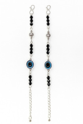 clozan Evil Eye Black Beaded Silver-Plated Anklet Alloy Anklet(Pack of 2)