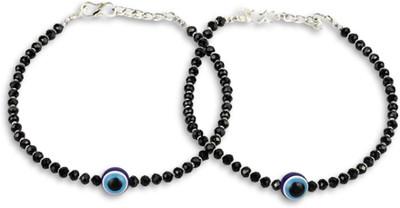 MYSTEVVA Evil Eye Stone Anklet Pair Stone Anklet(Pack of 2)