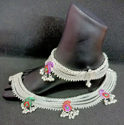 SONU SELECT Heavy Gota Chandi Whit Metail Bridal Payal Pajeb Alloy Anklet