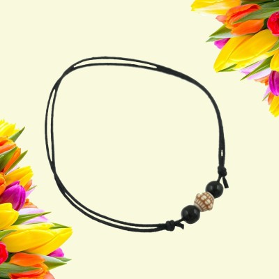 HIGH TRENDZ Black Thread Adjustable Knot With Oxidised Silver Charm Cotton Dori Anklet