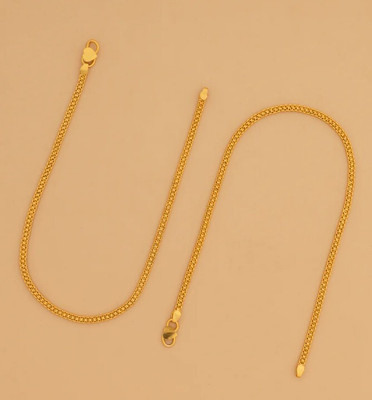 Kunjus Artificial Beads and Crystal Handmade Golden Brass Anklet(Pack of 2)