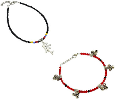 HIGH TRENDZ Combo pack of 2 Single Leg Beads Alloy Anklet(Pack of 2)