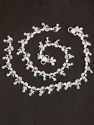 Sanwariya Ring linked pure silver platted ankle pajeb with sounding ghungroo Brass Anklet