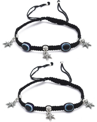 Yuvi Creation Latest Trend Evil Eye Charms Black Thread Adjustable Anklet (Payal) Acrylic Anklet(Pack of 2)