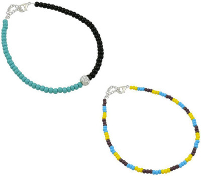 HIGH TRENDZ Combo pack of 2 Single Leg Beads Alloy Anklet(Pack of 2)