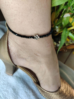 MS ENTERPRISE artificial payal black anklets for single leg Brass Anklet