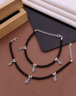 SHIVAY FASHION HUB KHODALKRUPA JEWELLERY NEW SILVER PLATED ANKLET Alloy Anklet(Pack of 2)