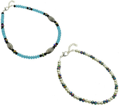 HIGH TRENDZ Combo pack of 2 Single Leg Beads Alloy Anklet(Pack of 2)
