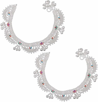 RN PAYAL TRADITIONAL TRENDY SILVER COATING JEWEL (SIZE - 10.5 INCH) Copper Anklet(Pack of 2)