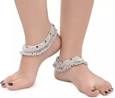 BhoriwalAndSons Traditional Ethnic Heavy Fancy work Alloy Anklet/Payal/Pajeb (Pack of 2) Alloy Anklet