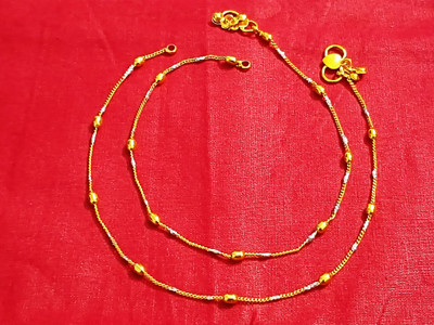 NANMAYA Stunning Gold Anklets For Women and Girls Brass Anklet(Pack of 2)