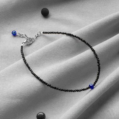 Anant Infinity Black Tourmaline Anklet for Women Men – Handmade Adjustable Anklet evil eye Crystal Anklet
