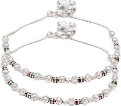 LAKSHYA COLLECTIONS Traditional designer silver plated anklets (9.5 inches length) Alloy Anklet