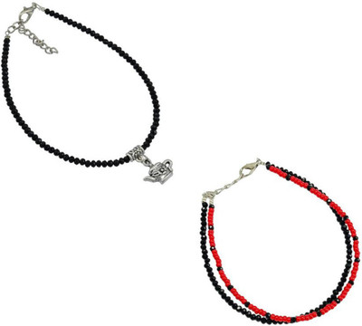 HIGH TRENDZ Combo pack of 2 Single Leg Beads Alloy Anklet(Pack of 2)