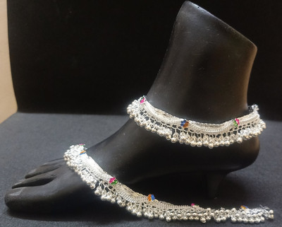 SONU SELECT Heavy bridal trendy design silver plated screw Payal pajeb 1pair Alloy Anklet