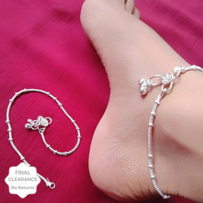omaya jewels Silver Symphony: Exquisite Design Anklet Alloy Toe Anklet(Pack of 2)
