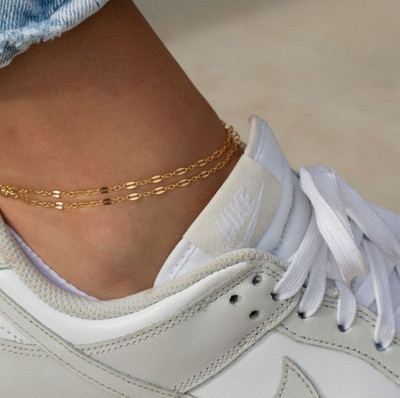 THANU'S CRAFT Adjustable Golden Double Layered Leg Anklet Chain Toes Foot Ankle Anklets Metal Anklet