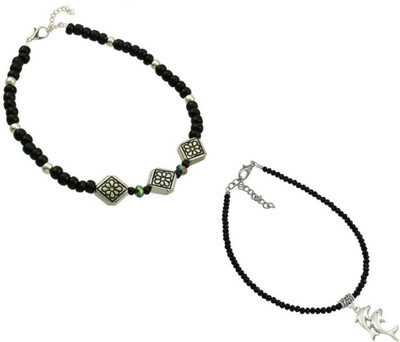 HIGH TRENDZ Combo pack of 2 Single Leg Beads Alloy Anklet(Pack of 2)