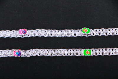 SRRE 9.5-inch trending FANCY anklets Silver Anklet(Pack of 2)