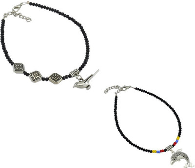 HIGH TRENDZ Combo pack of 2 Single Leg Beads Alloy Anklet(Pack of 2)