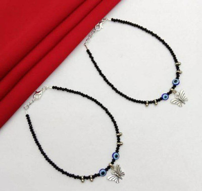 HIGH TRENDZ Premium Pair of 2 Evil Eye Anklets and Payal Alloy Anklet(Pack of 2)