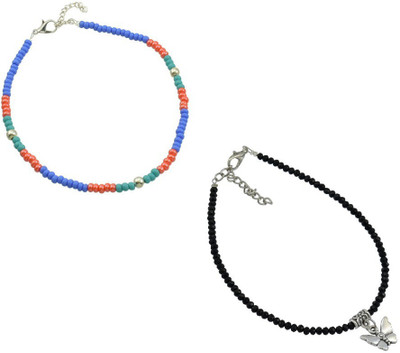 HIGH TRENDZ Combo pack of 2 Single Leg Beads Alloy Anklet(Pack of 2)