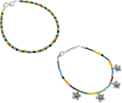 HIGH TRENDZ Combo pack of 2 Single Leg Crystal Alloy Anklet(Pack of 2)