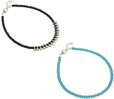 HIGH TRENDZ Combo pack of 2 Single Leg Crystal Anklet Alloy Anklet(Pack of 2)