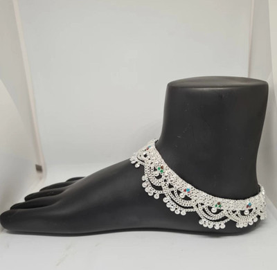 Qrown pajeb payal,paijaan Sterling Silver Anklet(Pack of 2)