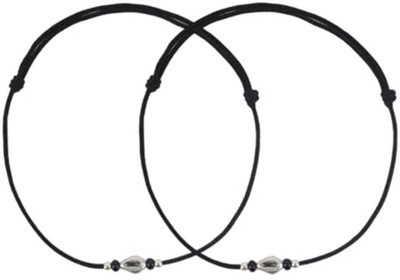 Hulasi Sankh Bead Anklet Combo Sterling Silver Anklet(Pack of 2)