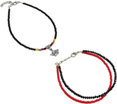 HIGH TRENDZ Combo pack of 2 Single Leg Beads Alloy Anklet(Pack of 2)
