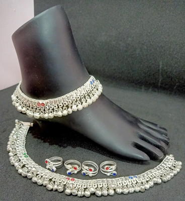 SONU SELECT Heavy bridal trendy design silver plated screw Payal pajeb Alloy Anklet
