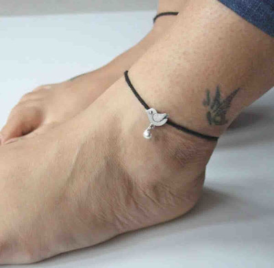 Gurjari Jewellers Black Thread and SPAROW Design Adjustable Anklet Cotton Dori Anklet