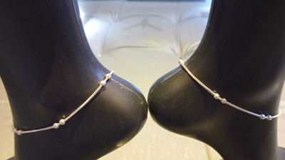 All of all enterprises MFT -038 ARTIFICAL SILVER ANKLET (9717098338) Brass Anklet