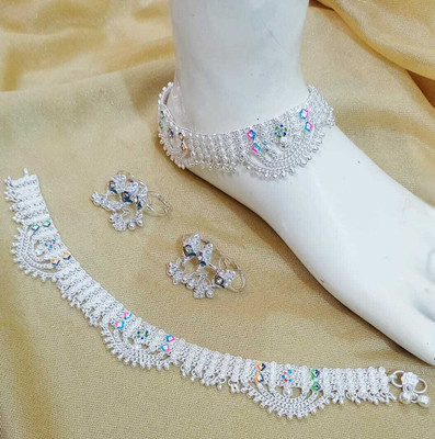 Siya Creation Set_2High Silver Plated Allloy Anklet. Alloy Anklet(Pack of 2)
