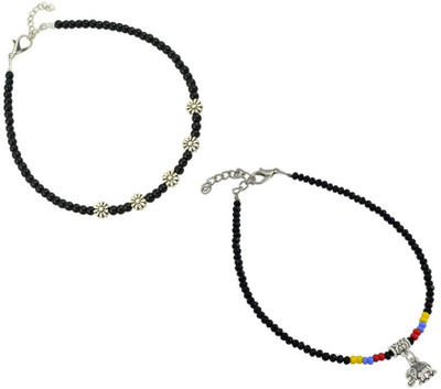HIGH TRENDZ Combo pack of 2 Single Leg Beads Alloy Anklet(Pack of 2)