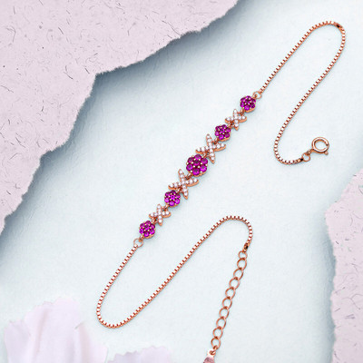 ZAVYA Radiant Links Rose Gold Plated Single 925 Sterling Silver Anklet