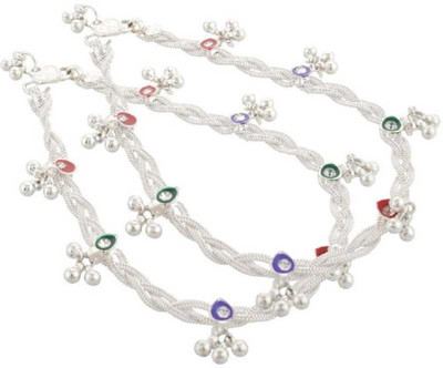 BHARTI TRADERS Silver Anklet(Pack of 2)