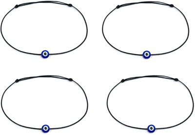 SUSVIJ SUSVIJ Nazar Dhaga Anklet For Evil Eye & Good Luck,for Success for Men, Women Fabric Anklet(Pack of 4)