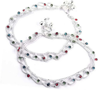 SONU SELECT Beautiful Silver Plated Bridal Payal For Women One Pair Alloy Anklet