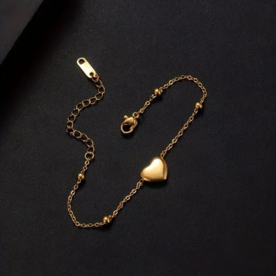 JRISSY Gold Heart Gold Plated Chain Anklet For Girls And Women Alloy Alloy Anklet