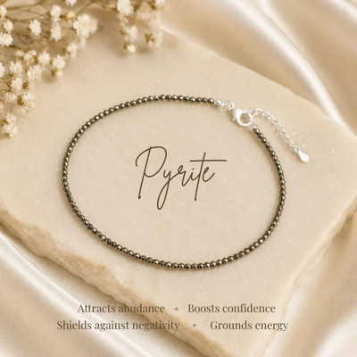 MARMORIS ECOM Natural Raw Pyrite Anklet 2mm Beaded Money Magnate payals for women Crystal Anklet