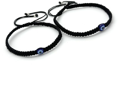 jyokrish Handmade Adjustable Black Thread Anklet with Blue evil eye |Nazariya| Pairs of 1 Fabric Anklet(Pack of 2)