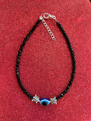 MS ENTERPRISE black beads anklet Brass Anklet