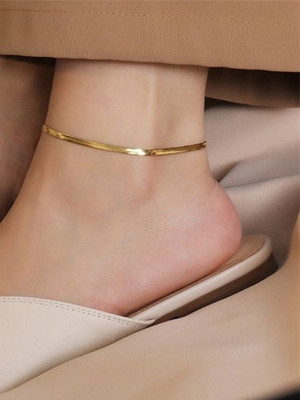 Gleve Gleve Anti Tarnish Stainless Steel Gold Snack Chain Anklet Stainless Steel Anklet