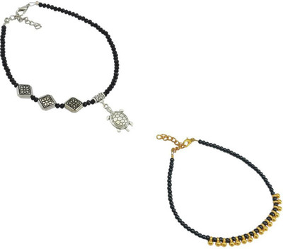 HIGH TRENDZ Combo pack of 2 Single Leg Beads Alloy Anklet(Pack of 2)
